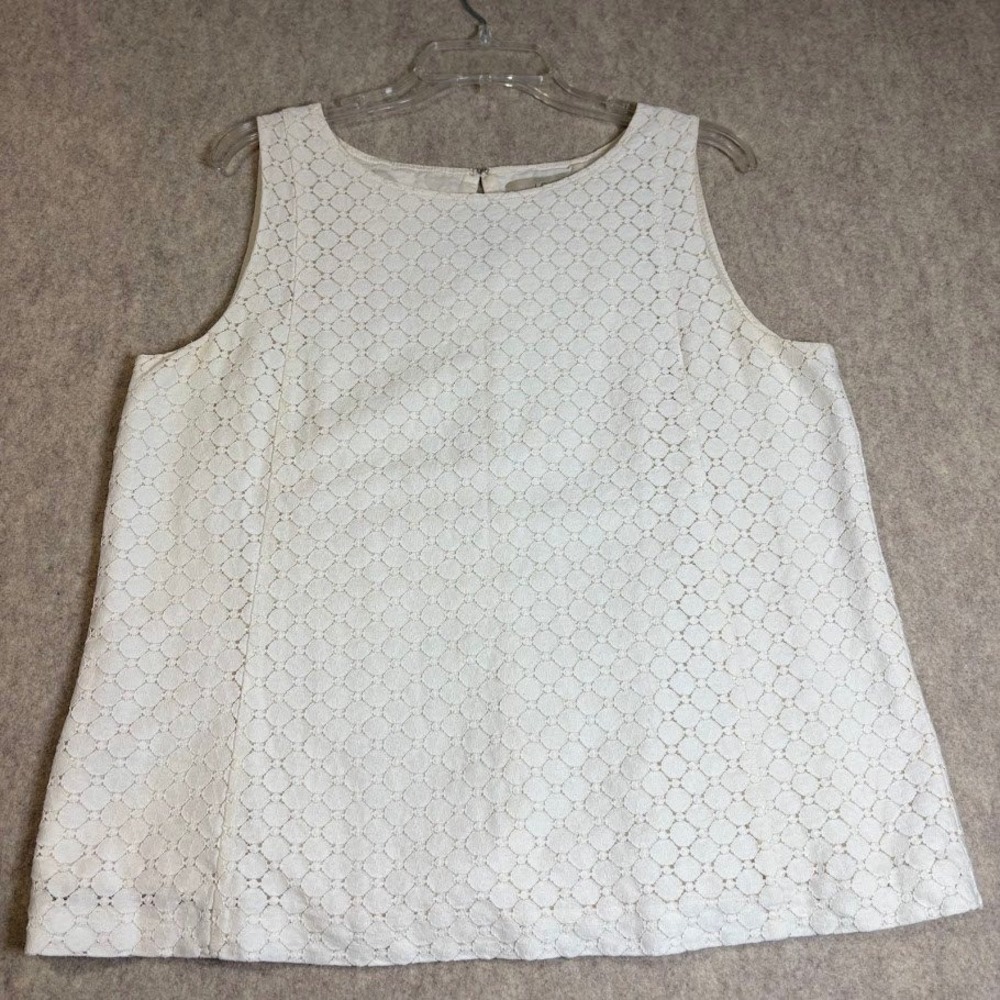 LOFT White Eyelet Sleeveless Blouse